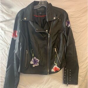 Faux Leather embroidered jacket 1X Forever 21